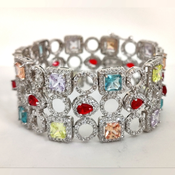 Dazzling Sterling Silver 925 Gemstones Bracelet - Picture 5 of 16